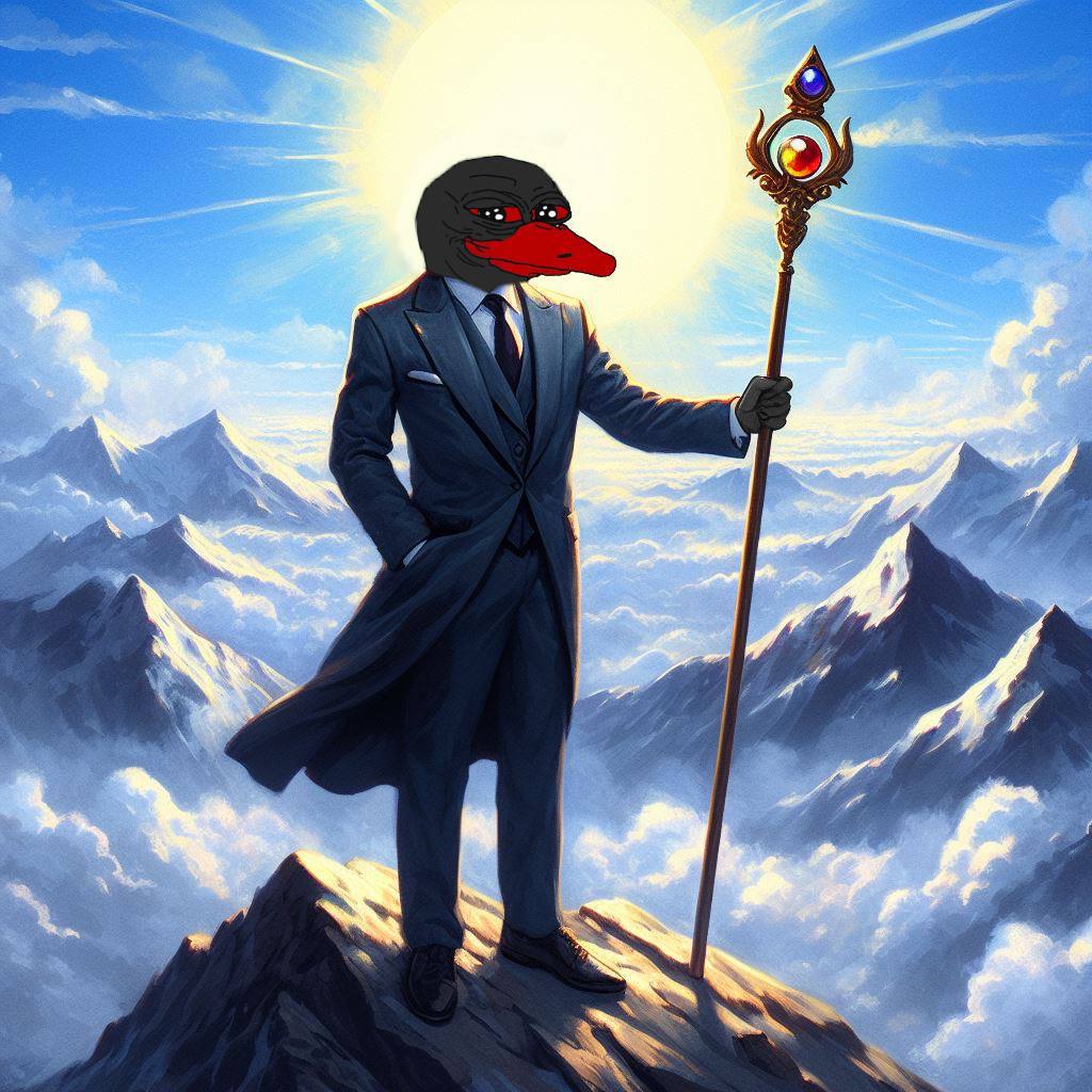 DUDU in a suit on a mountain